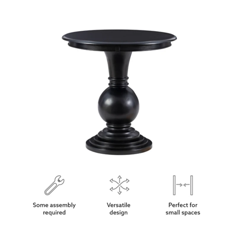 Wood Round Base Side Table