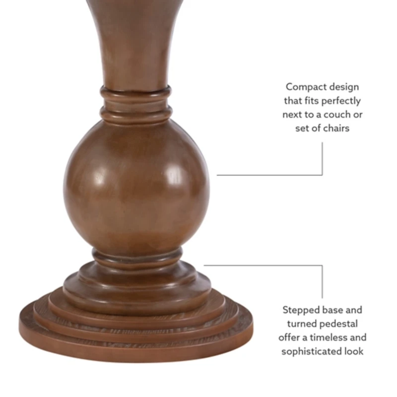 Brown Wood Round Base Side Table