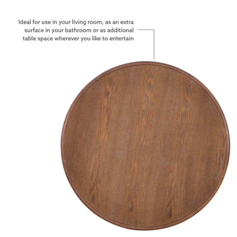 Brown Wood Round Base Side Table