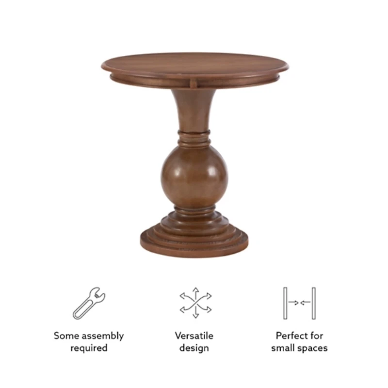 Brown Wood Round Base Side Table