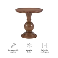 Brown Wood Round Base Side Table