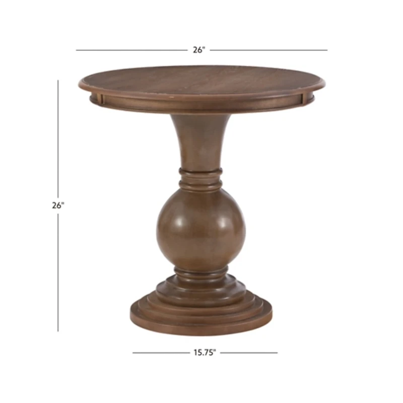 Brown Wood Round Base Side Table