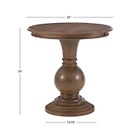 Brown Wood Round Base Side Table