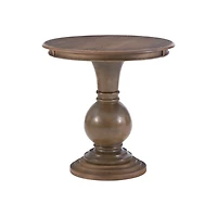 Brown Wood Round Base Side Table
