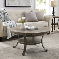 Ash Gray Round Nailhead Coffee Table
