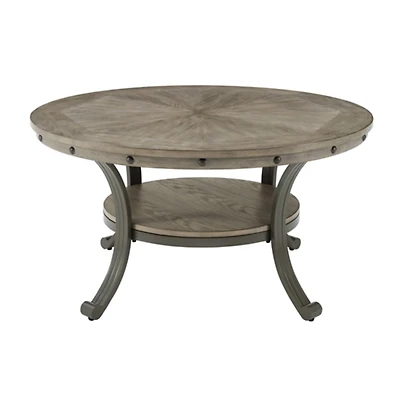 Ash Gray Round Nailhead Coffee Table