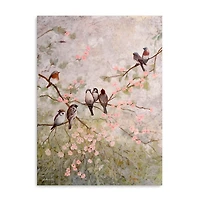 Birds on Floral Branches Canvas Art Print
