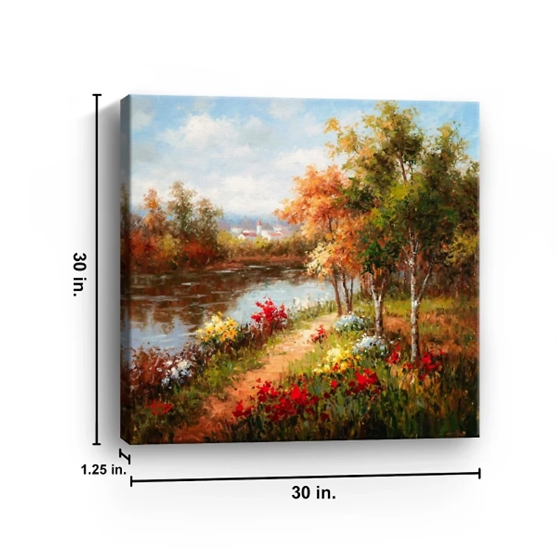 Poppies by the Stream Canvas Art Print