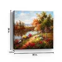 Poppies by the Stream Canvas Art Print