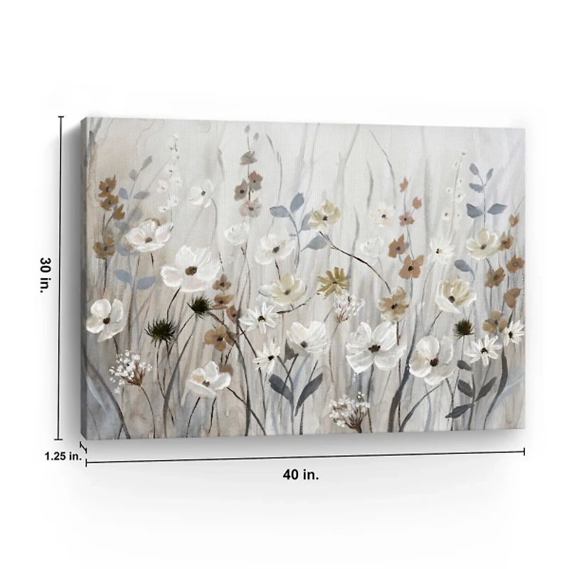 Misty Meadow Field Large Canvas Art Print