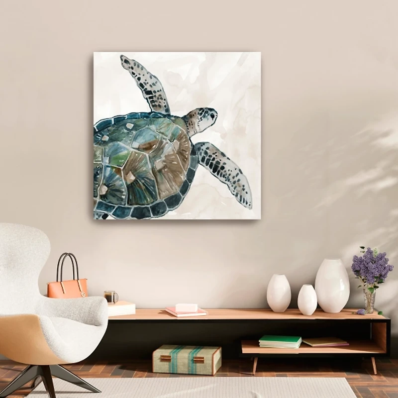 Neutral Sea Turtle I Giclee Canvas Art Print