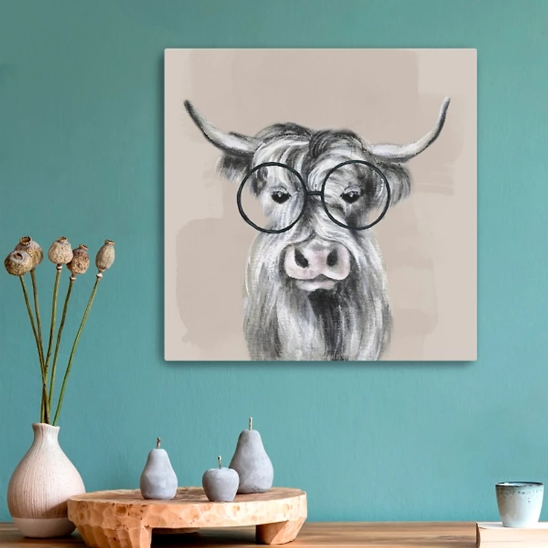 Neutral Cow Glasses Giclee Canvas Art Print
