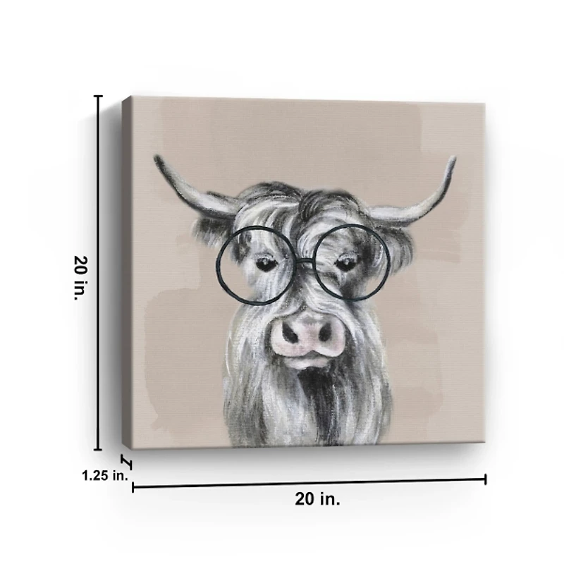 Neutral Cow Glasses Giclee Canvas Art Print