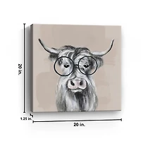 Neutral Cow Glasses Giclee Canvas Art Print