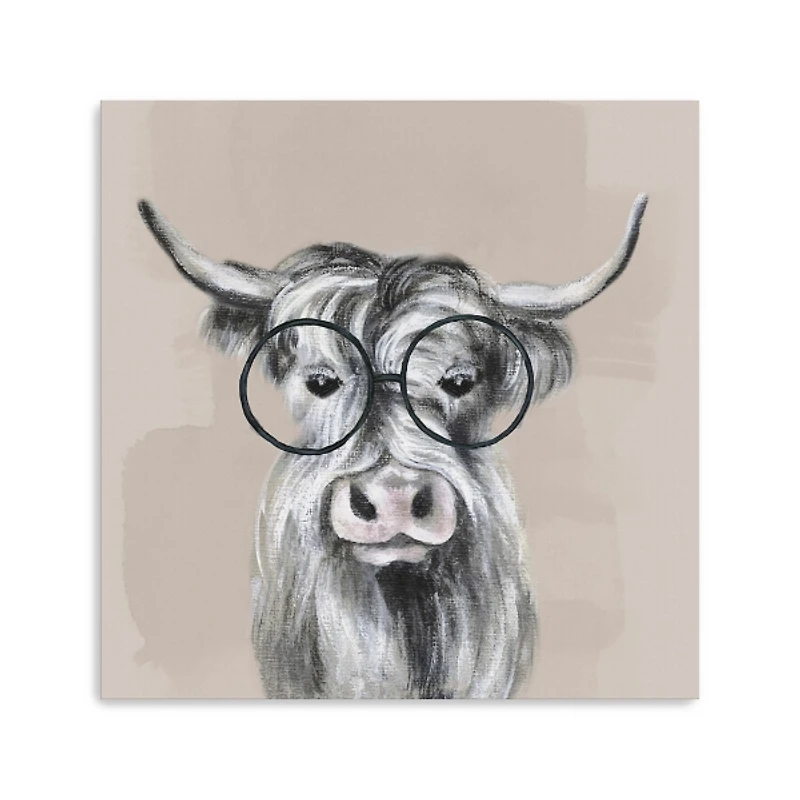 Neutral Cow Glasses Giclee Canvas Art Print