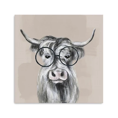 Neutral Cow Glasses Giclee Canvas Art Print