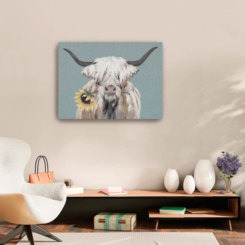 Ellie with a Sunflower Canvas Art Print, 32x24 in.