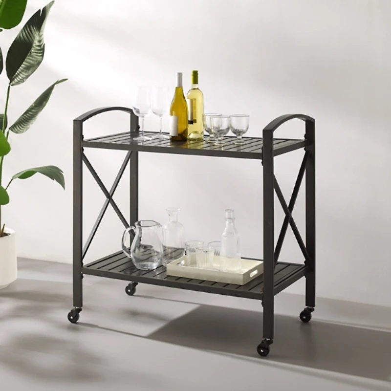 Bronze Metal 2-Tier Outdoor Bar Cart