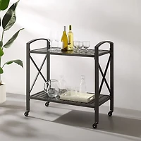 Bronze Metal 2-Tier Outdoor Bar Cart