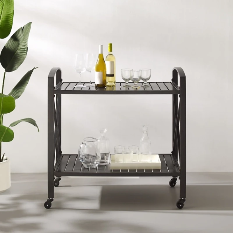 Bronze Metal 2-Tier Outdoor Bar Cart