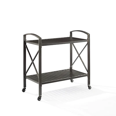 Bronze Metal 2-Tier Outdoor Bar Cart