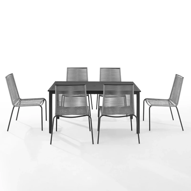 Black and Gray Rope 7-pc. Outdoor Dining Set