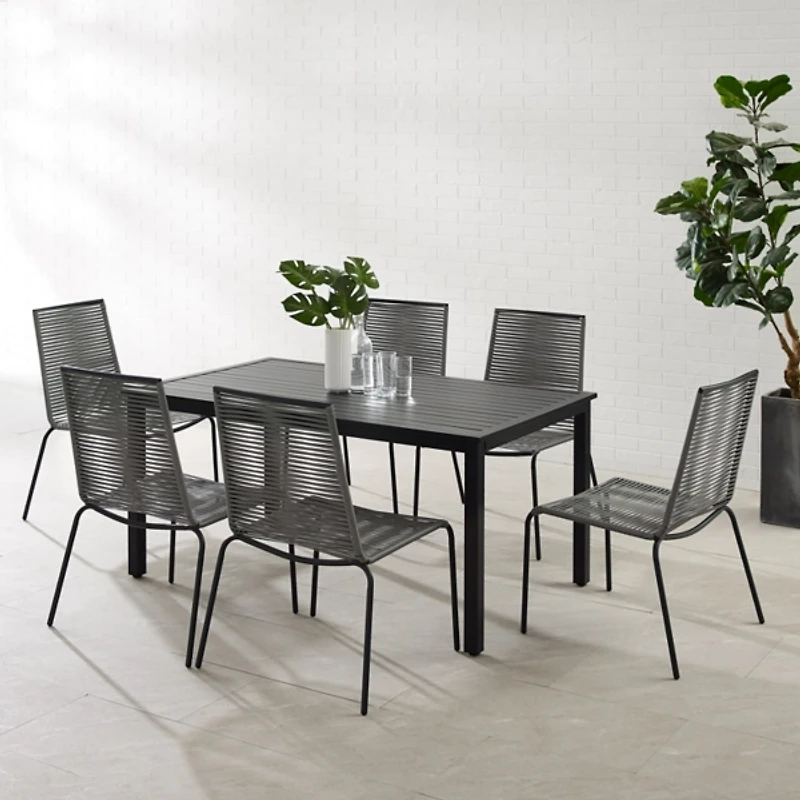 Black and Gray Rope 7-pc. Outdoor Dining Set