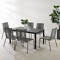 Black and Gray Rope 7-pc. Outdoor Dining Set