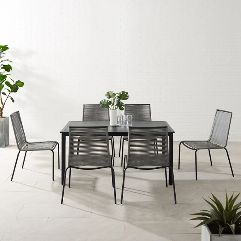Black and Gray Rope 7-pc. Outdoor Dining Set