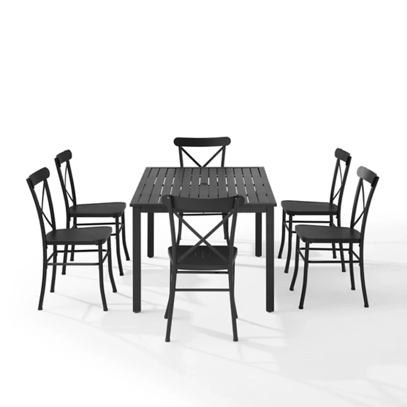 Black Steel Farmhouse 7-pc. Outdoor Dining Set