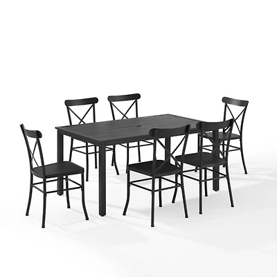 Black Steel Farmhouse 7-pc. Outdoor Dining Set