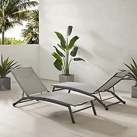 Gibson Gray Mesh Outdoor Loungers, Set of 2