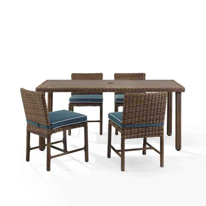 Navy Blue Wicker 5-pc. Outdoor Dining Set