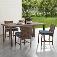 Navy Blue Wicker 5-pc. Outdoor Dining Set