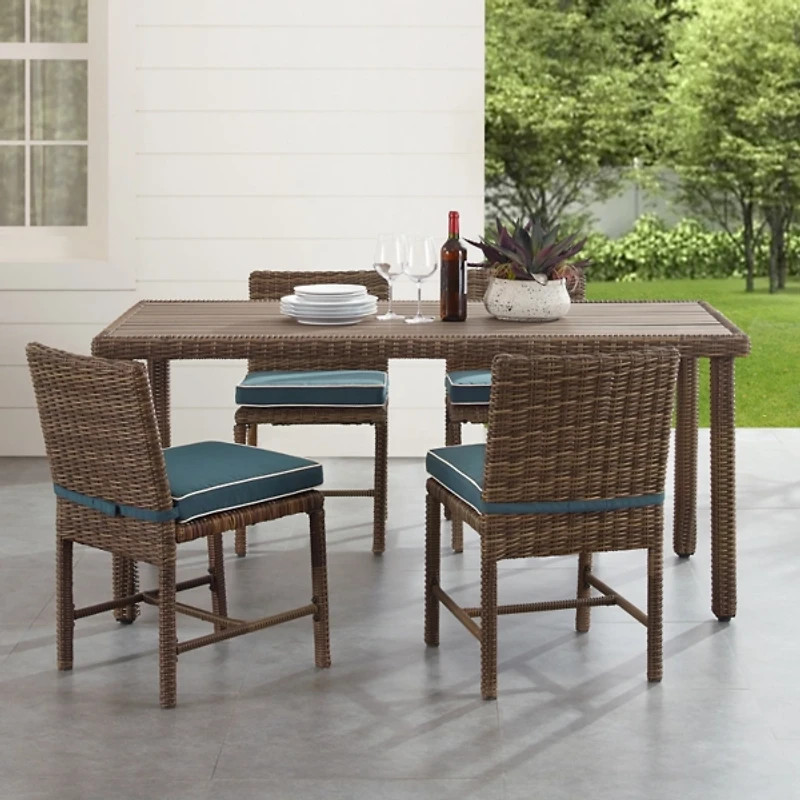 Navy Blue Wicker 5-pc. Outdoor Dining Set