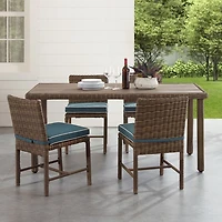Navy Blue Wicker 5-pc. Outdoor Dining Set