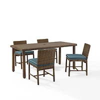 Navy Blue Wicker 5-pc. Outdoor Dining Set