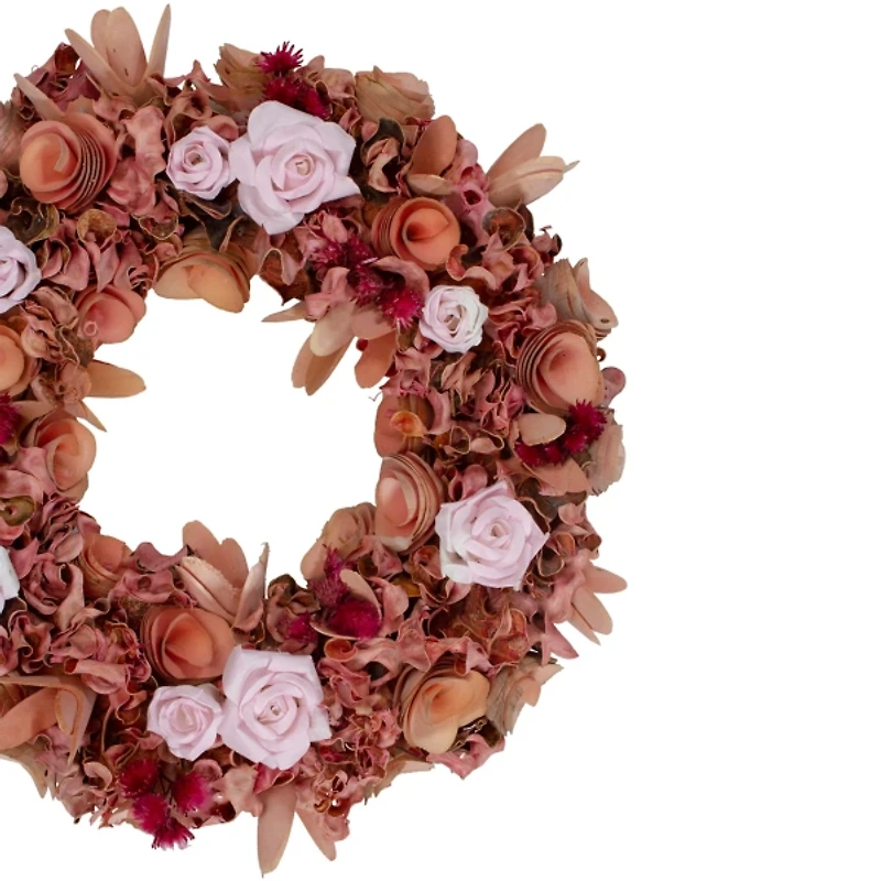 Pink Wooden Floral Spring Wreath