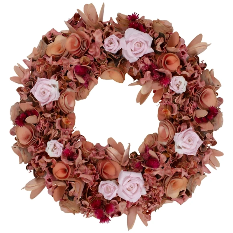 Pink Wooden Floral Spring Wreath