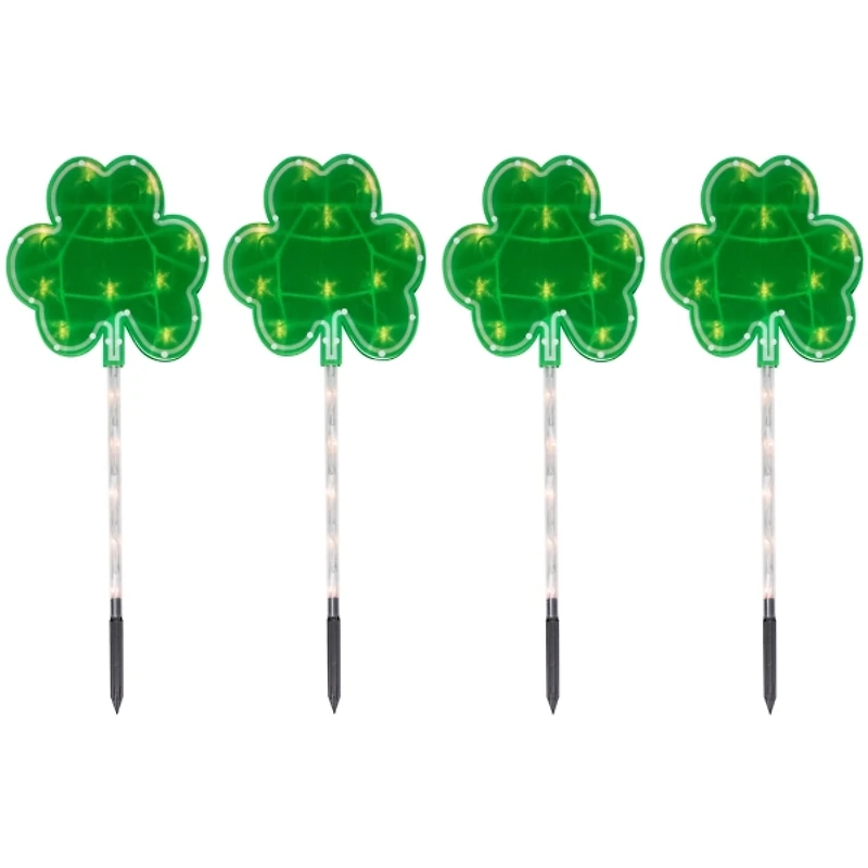 LED Shamrock Outdoor Lawn Stakes, Set of 4