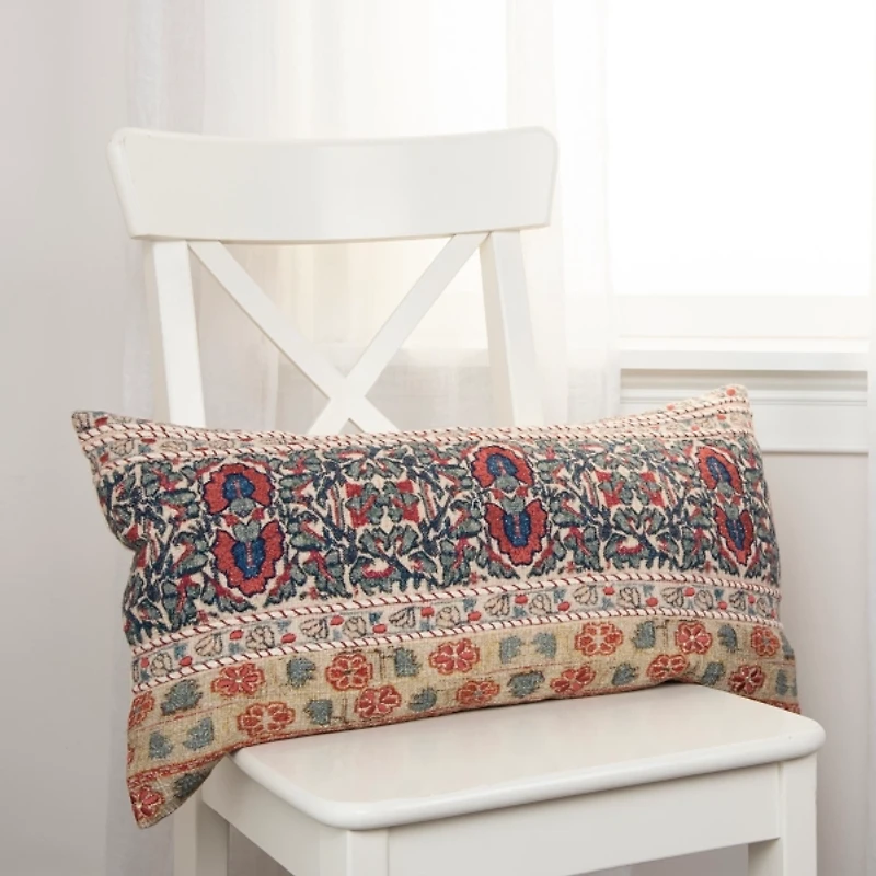 Vintage Prints Cotton Lumbar Pillow