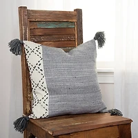 Gray Kantha Stitch Recycled Throw Pillow
