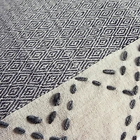Gray Kantha Stitch Recycled Throw Pillow