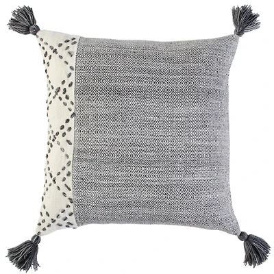 Gray Kantha Stitch Recycled Throw Pillow