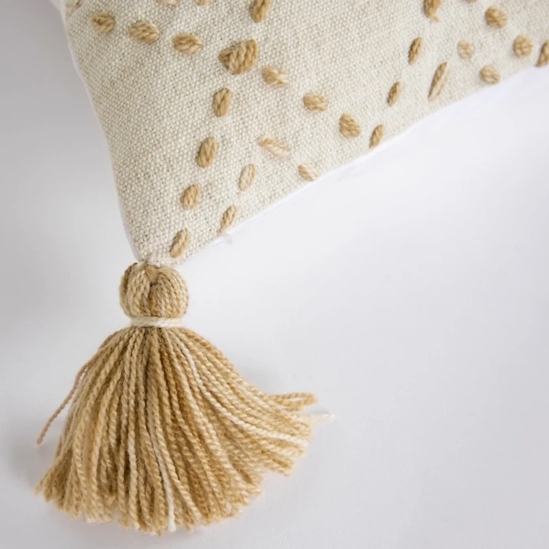 Natural Kantha Stitch Recycled Throw Pillow