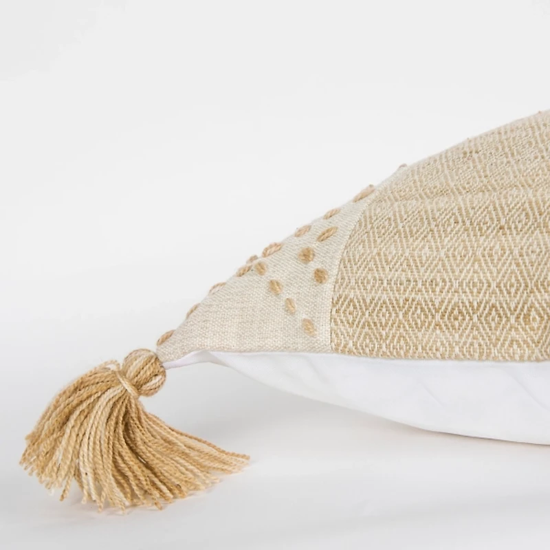 Natural Kantha Stitch Recycled Throw Pillow