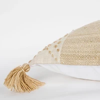 Natural Kantha Stitch Recycled Throw Pillow