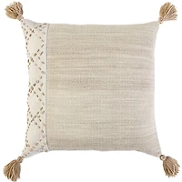 Natural Kantha Stitch Recycled Throw Pillow