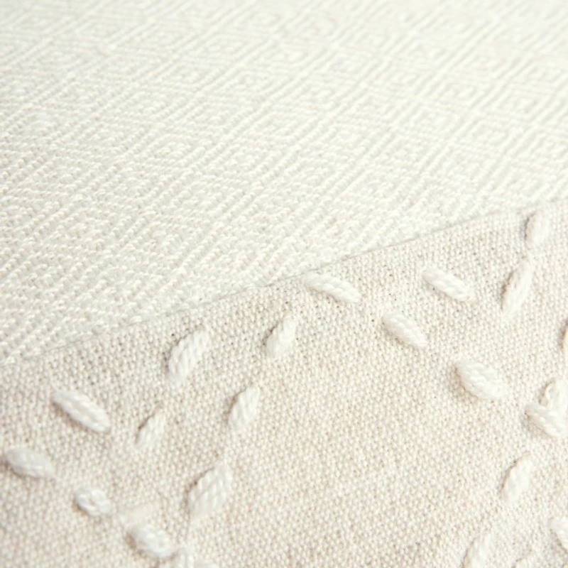 Ivory Kantha Stitch Recycled Throw Pillow