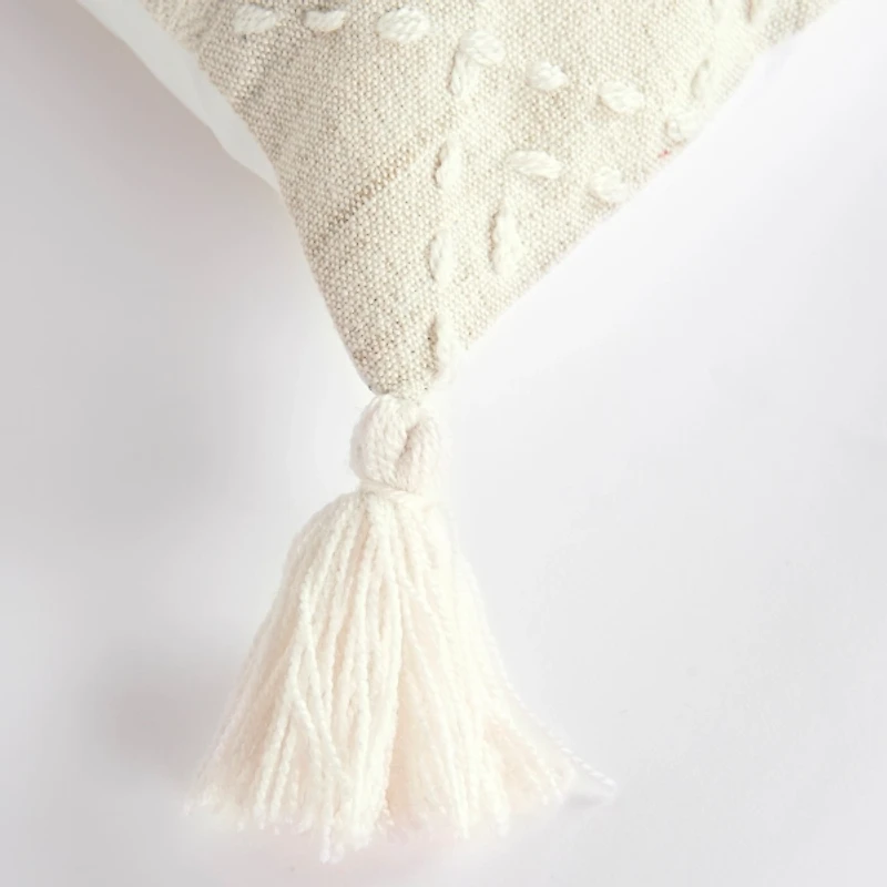 Ivory Kantha Stitch Recycled Throw Pillow